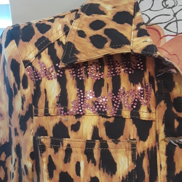 RARE!! Vintage VERSACE JEANS COUTURE LOGO JACKET Sm Leopard Denim - Van Halen! - Picture 2 of 9